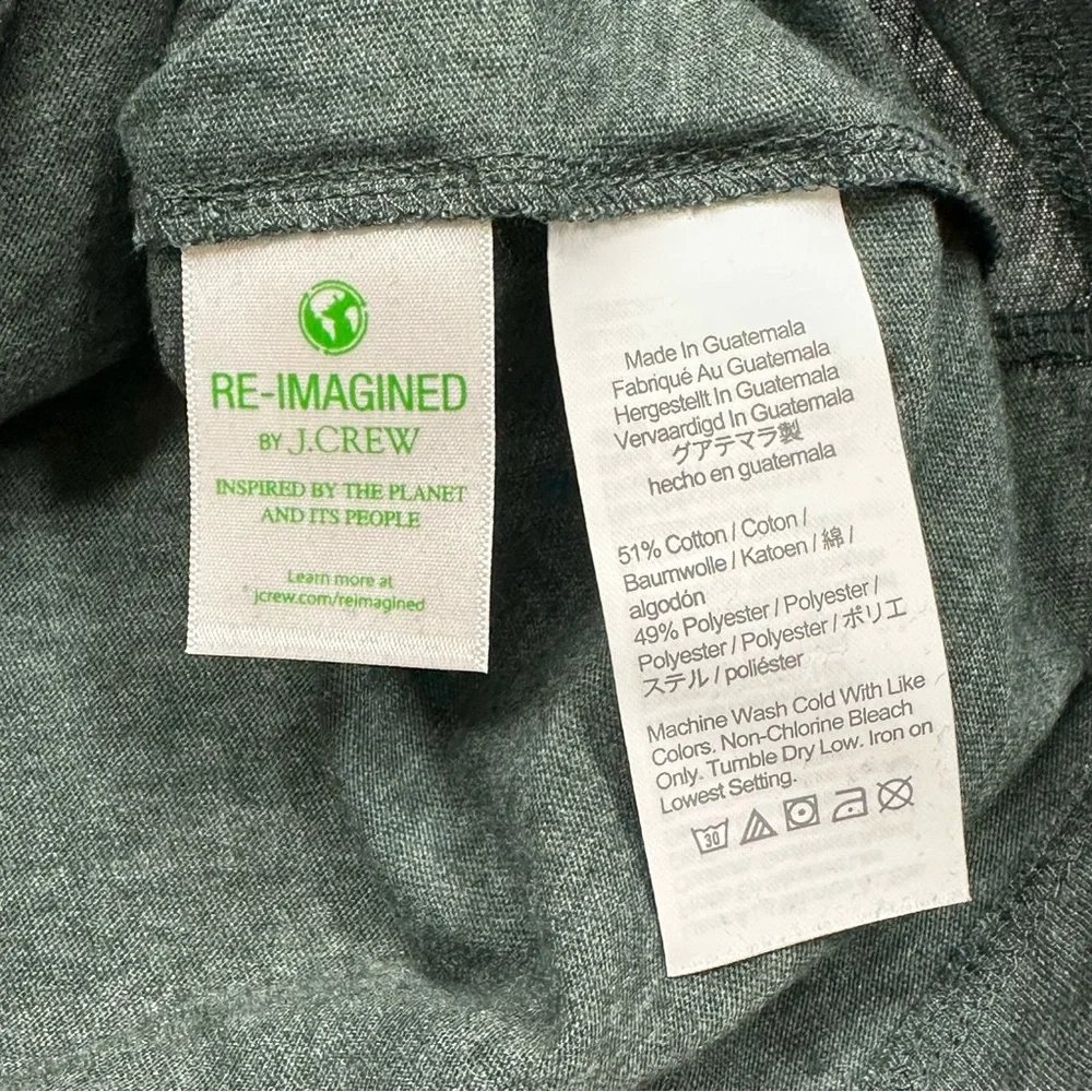 J.Crew Men’s Re-Imagined Washed Long Sleeve Crewneck Tee Heather Gray Green